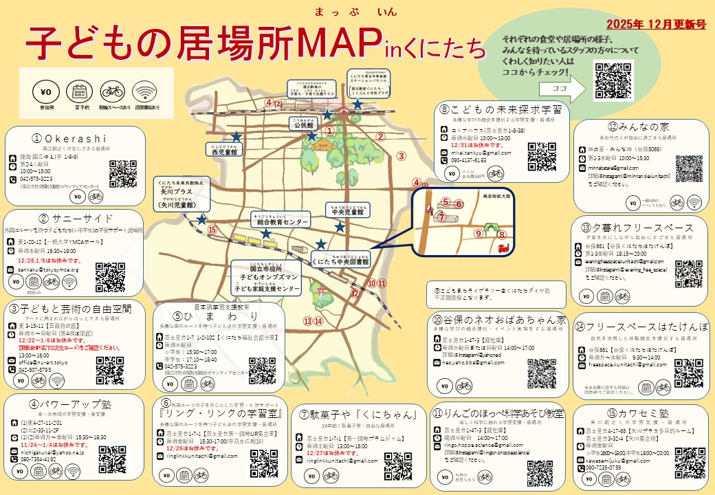 「子どもの居場所MAP in くにたち 2025年12月更新号」居場所