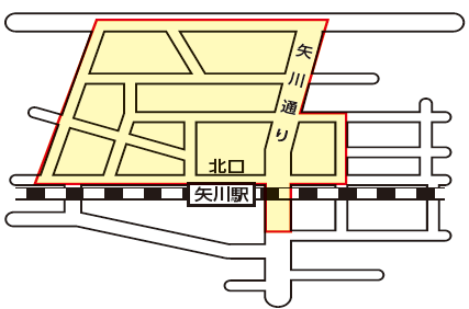 矢川駅周辺路上喫煙等禁止区域の図