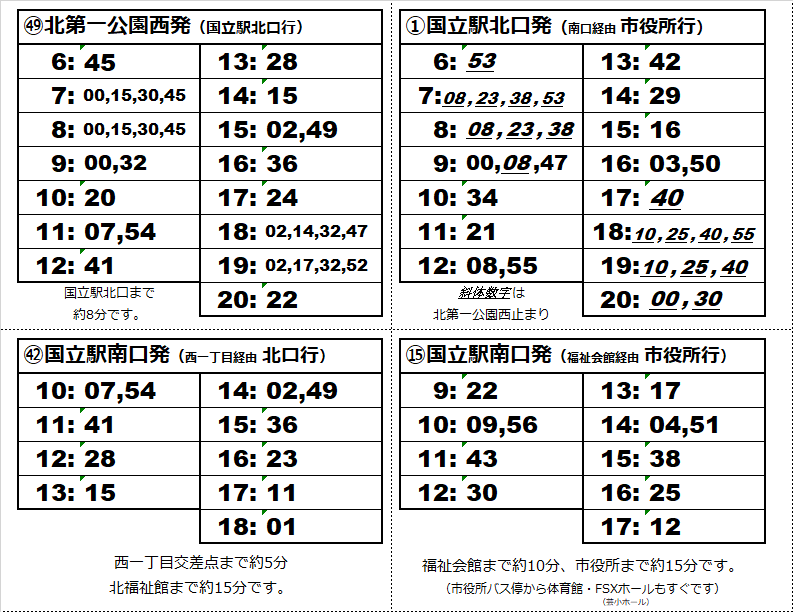 くにっこ主な停留所時刻表20250701