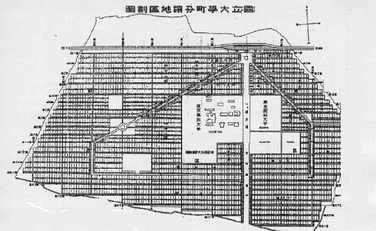 (写真)国立大学町分譲地の区割図