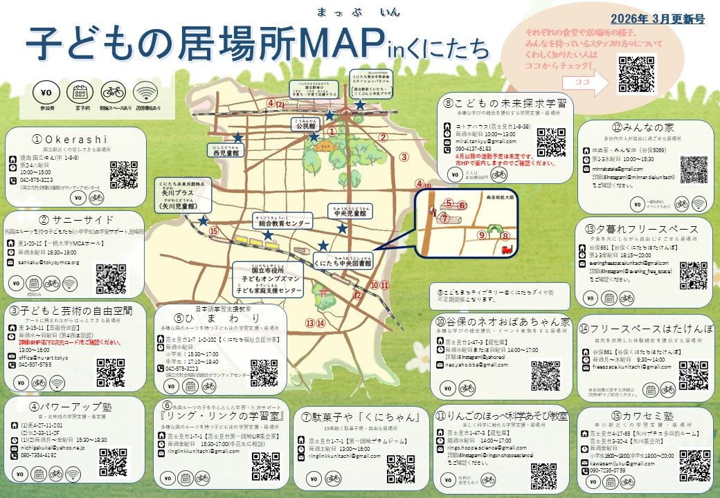 「子どもの居場所MAP in くにたち 2026年3月更新号」居場所