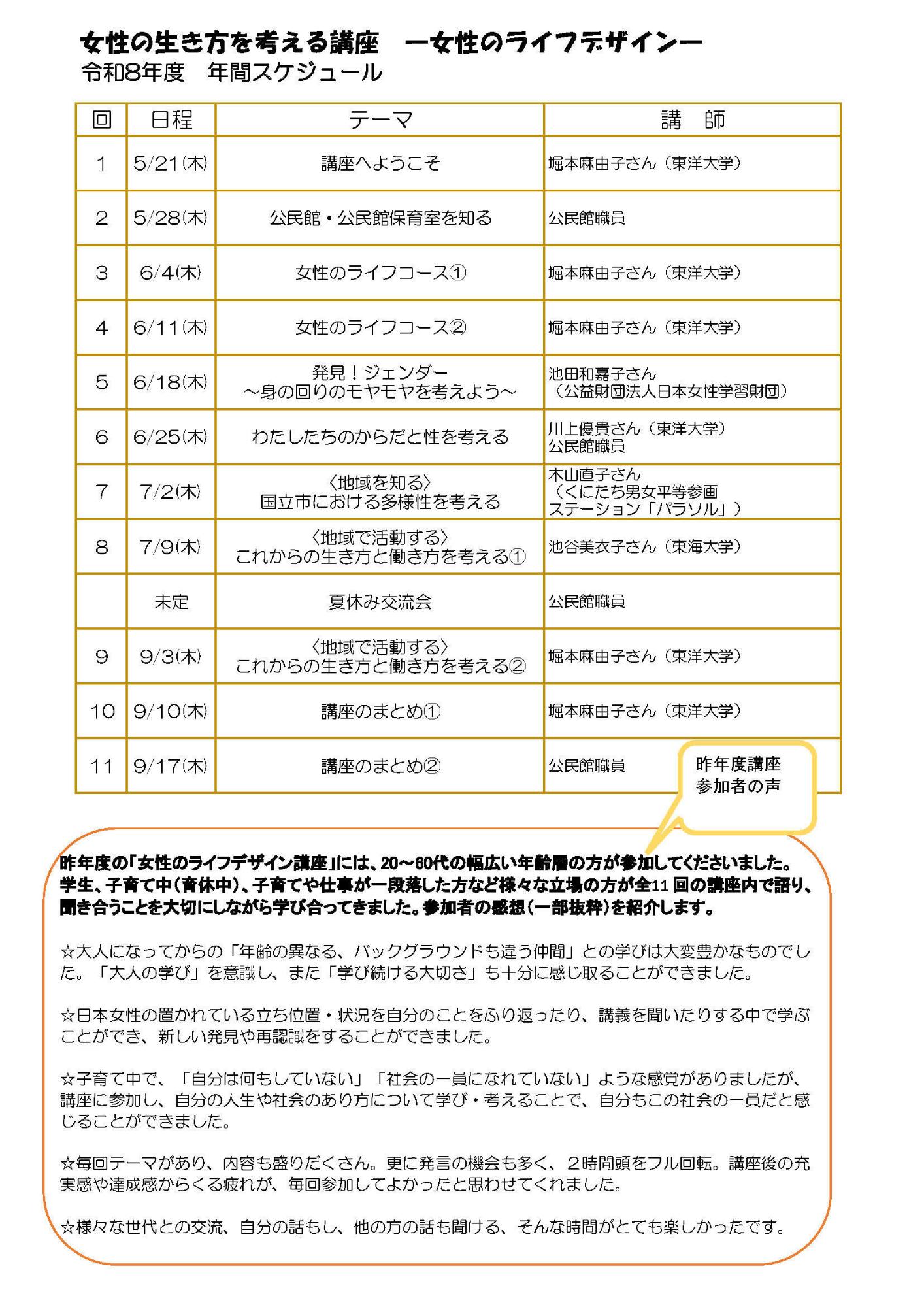 女性のライフデザイン講座 チラシ二枚目
