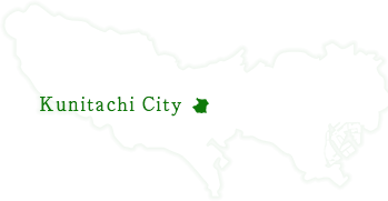 Kunitachi City 東京都の多摩地域中部に位置する市の場所を示す地図 位置は緑で塗りつぶし。